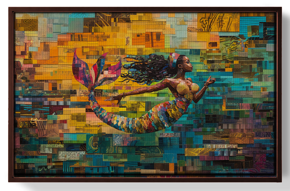 Black Mermaid Mosaic Ocean Caribbean wall art view 31