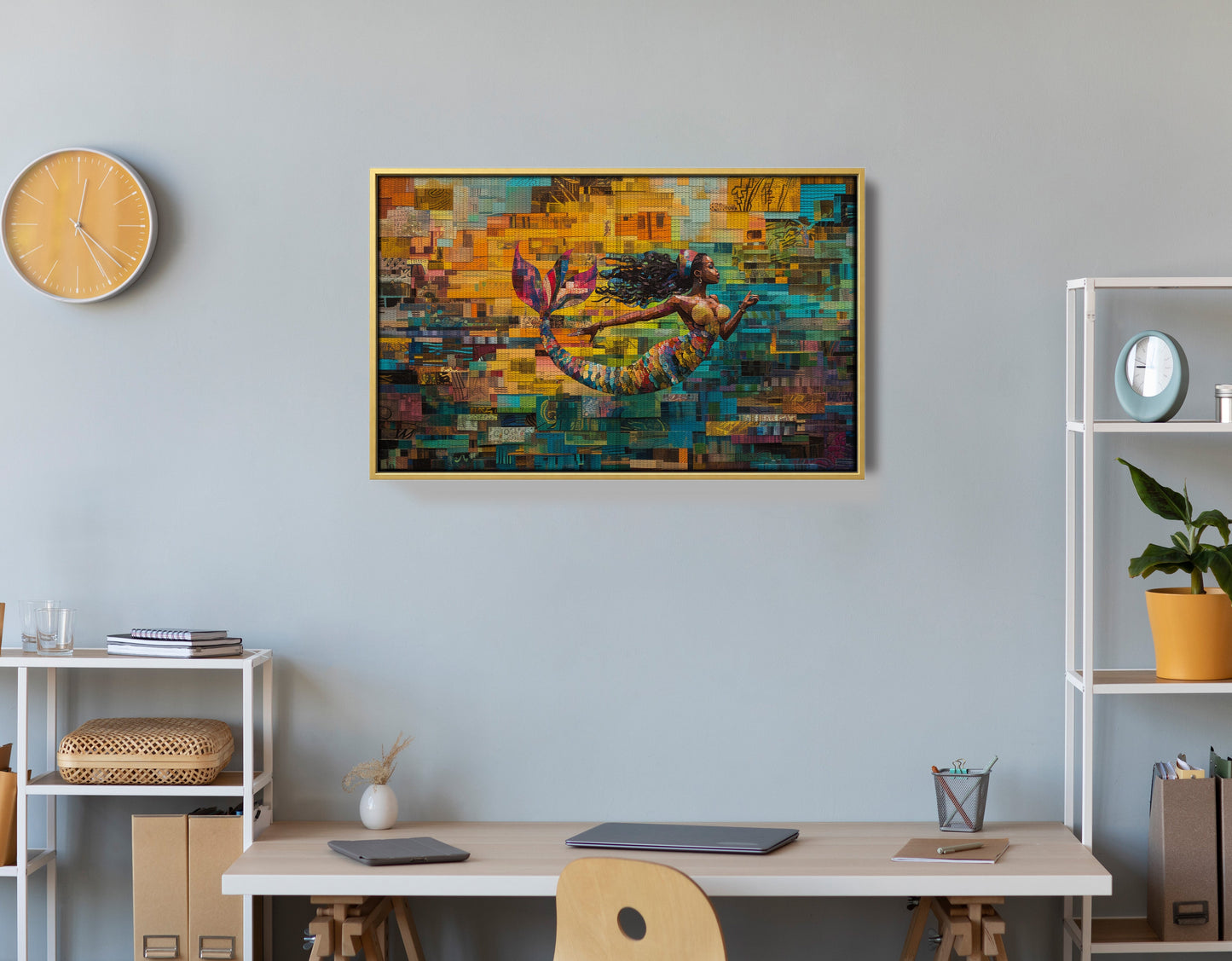 Black Mermaid Mosaic Ocean Caribbean wall art view 42