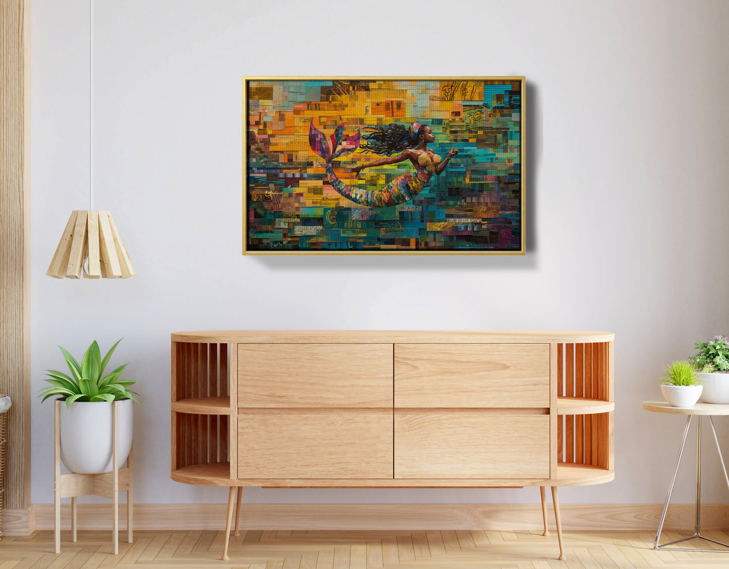 Black Mermaid Mosaic Ocean Caribbean wall art view 38