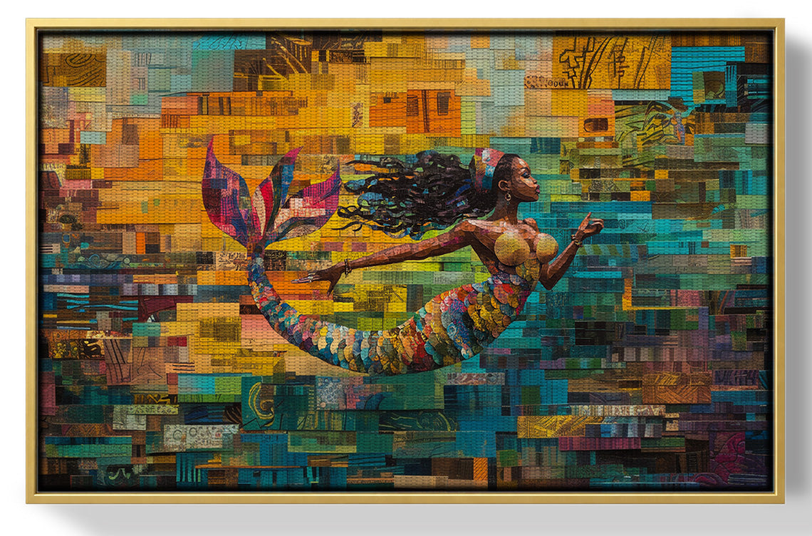 Black Mermaid Mosaic Ocean Caribbean wall art view 37