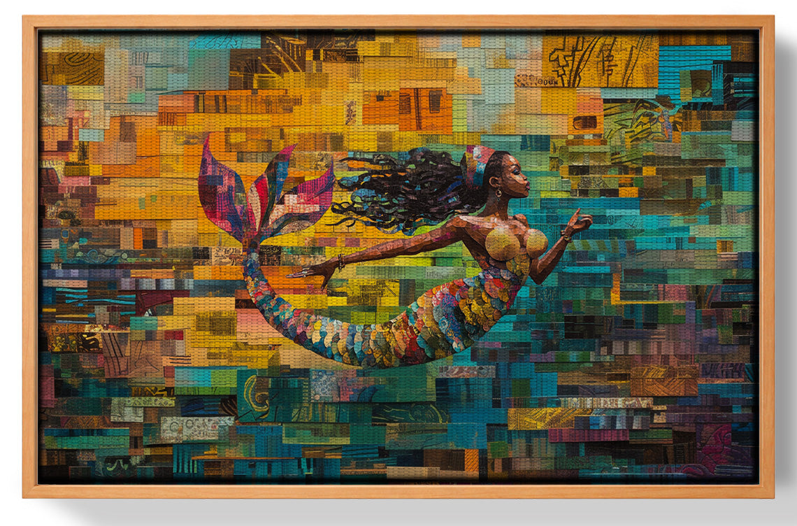 Black Mermaid Mosaic Ocean Caribbean wall art view 43