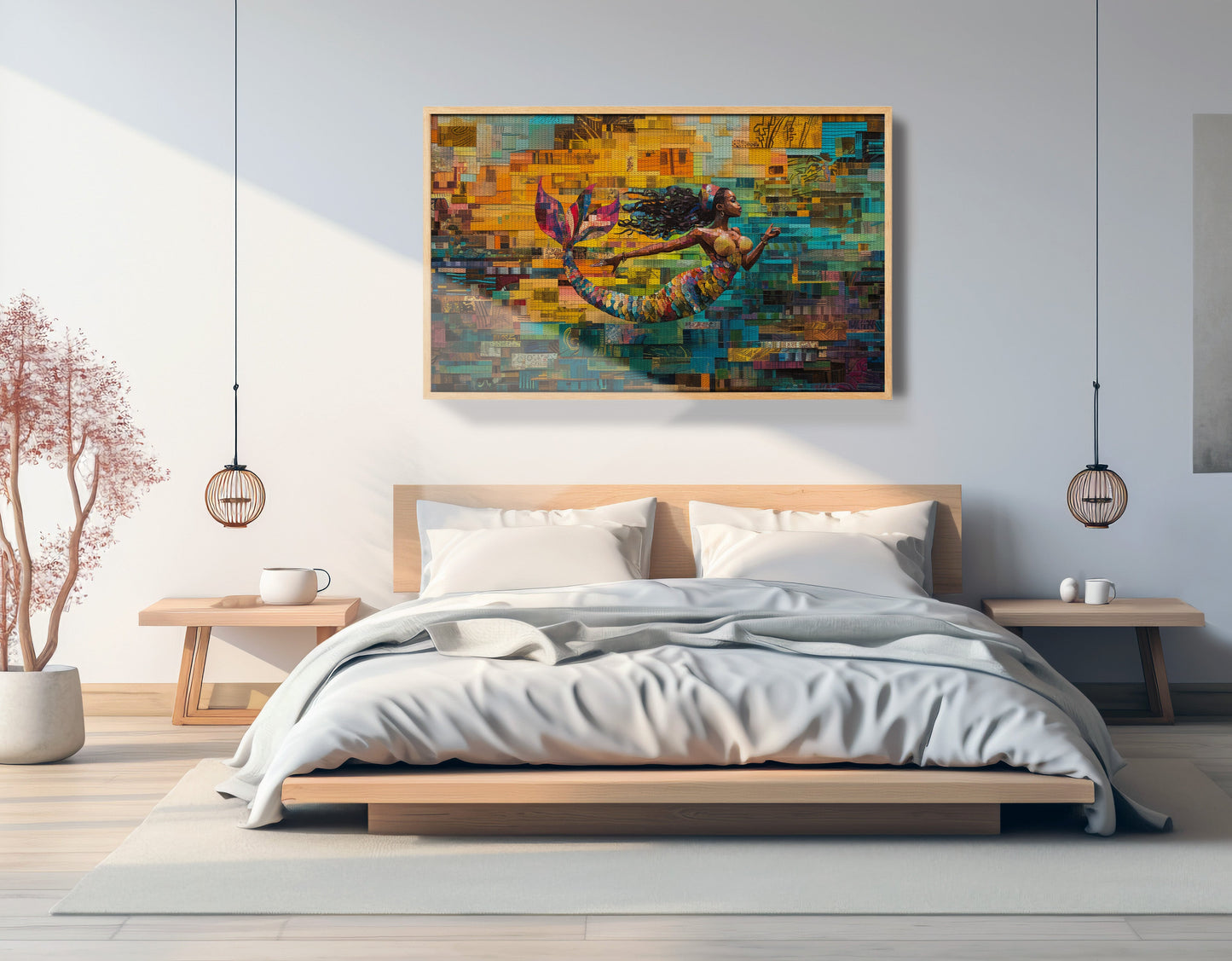 Black Mermaid Mosaic Ocean Caribbean wall art view 51
