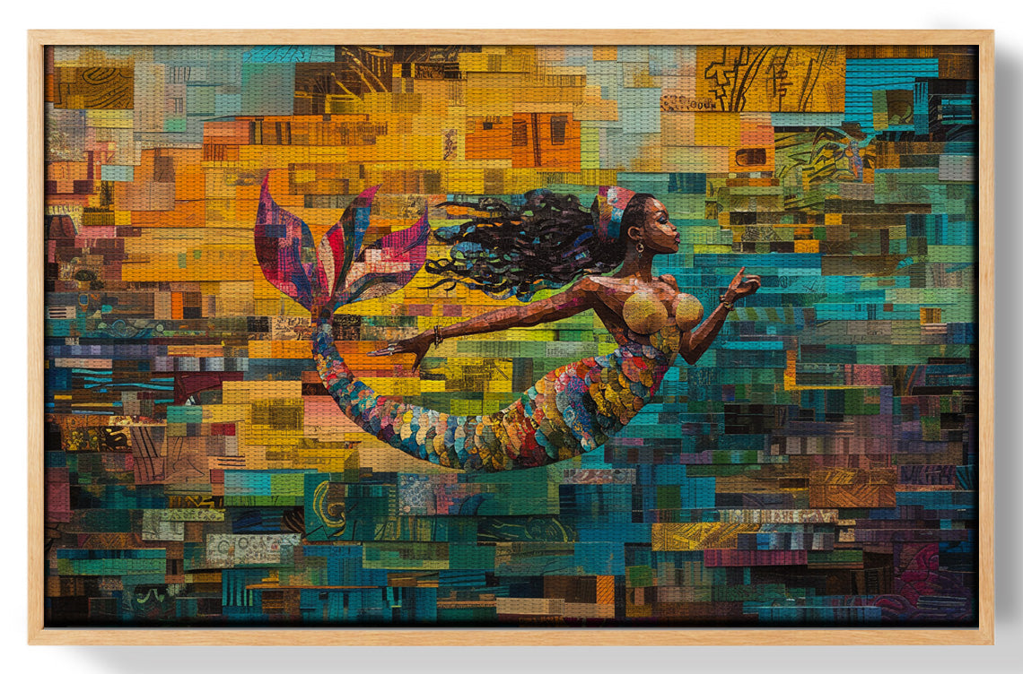 Black Mermaid Mosaic Ocean Caribbean wall art view 49