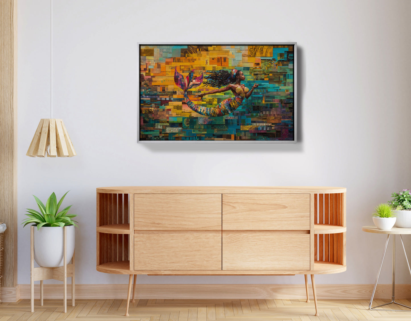 Black Mermaid Mosaic Ocean Caribbean wall art view 56