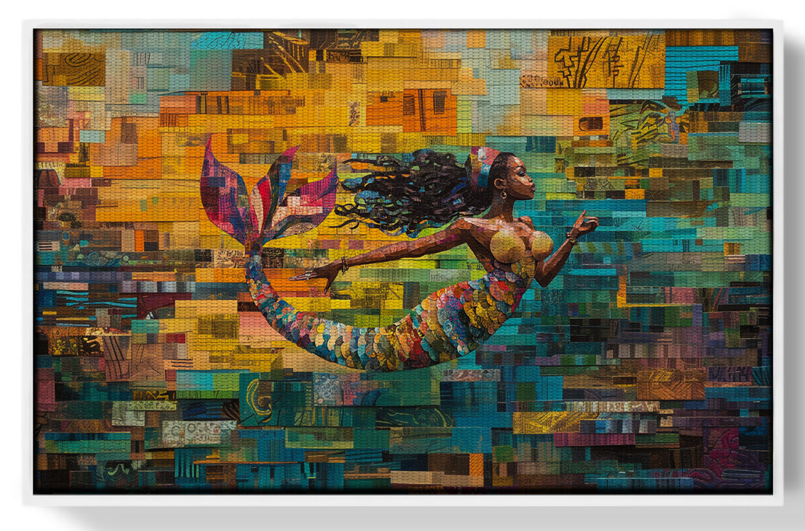 Black Mermaid Mosaic Ocean Caribbean wall art view 61