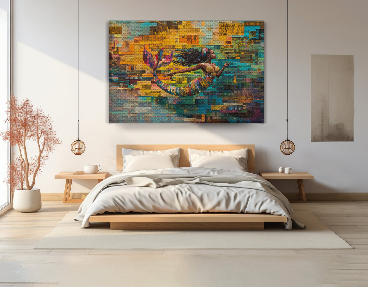 Black Mermaid Mosaic Ocean Caribbean wall art view 15