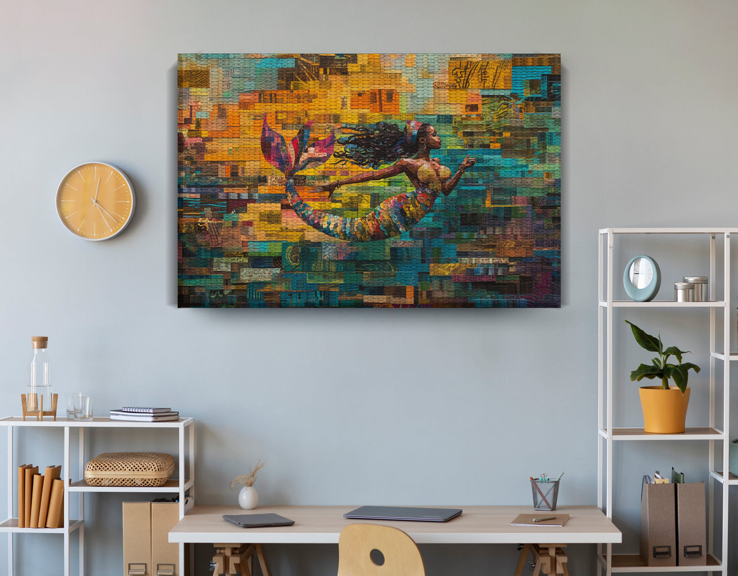 Black Mermaid Mosaic Ocean Caribbean wall art view 18