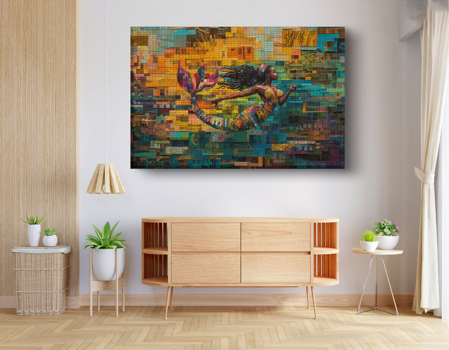 Black Mermaid Mosaic Ocean Caribbean wall art view 14