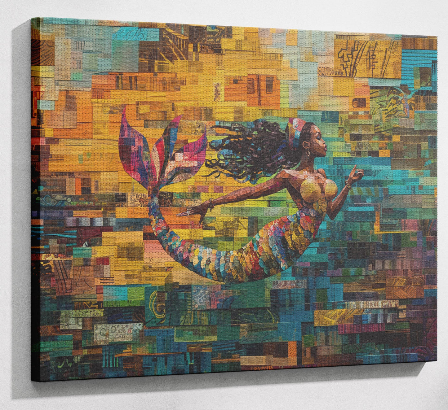 Black Mermaid Mosaic Ocean Caribbean wall art view 13