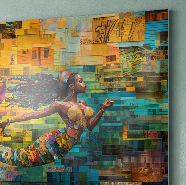 Black Mermaid Mosaic Ocean Caribbean wall art view 22