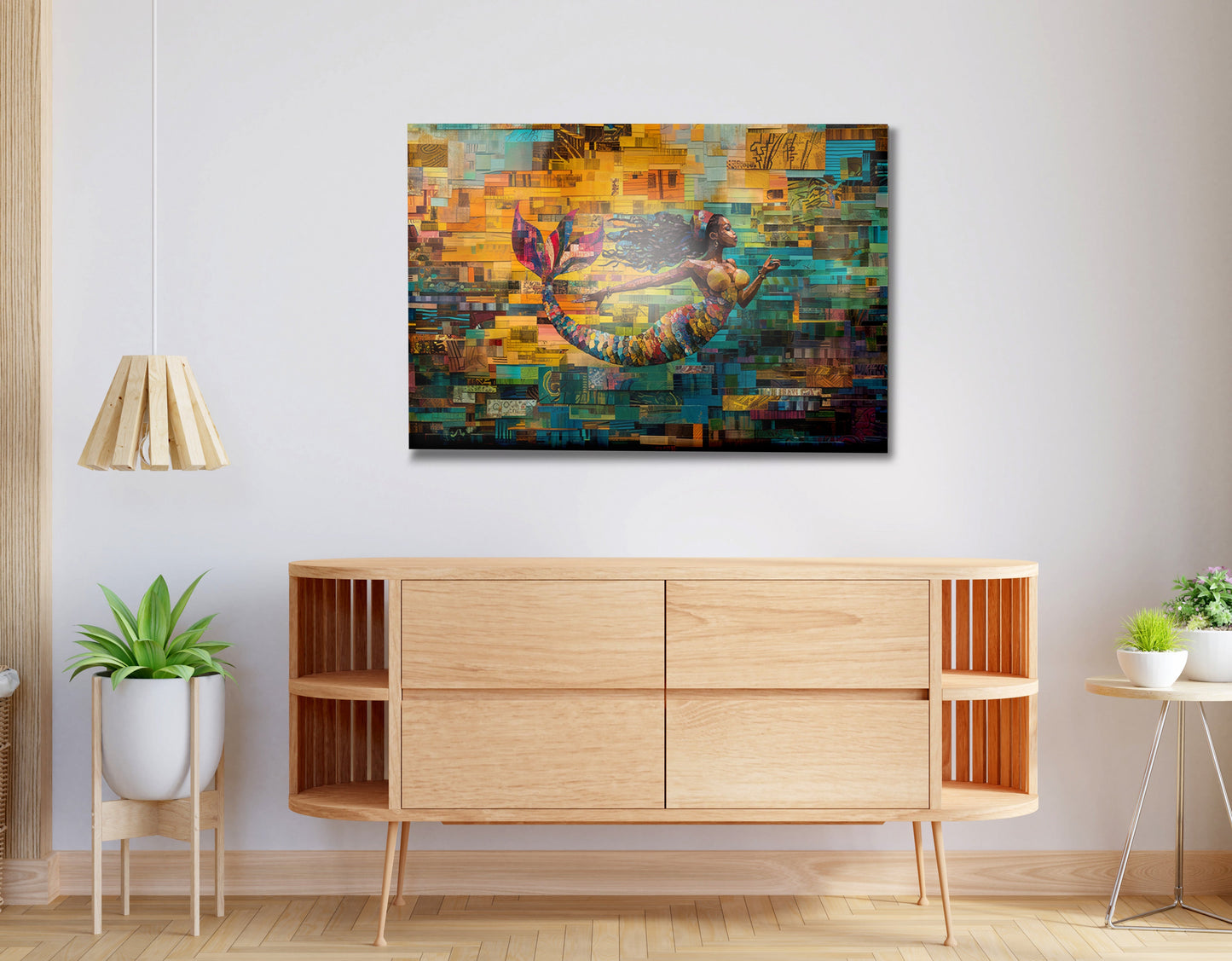 Black Mermaid Mosaic Ocean Caribbean wall art view 20