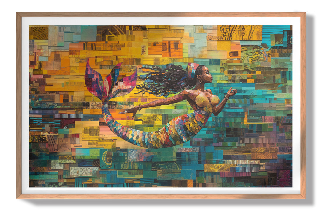 Black Mermaid Mosaic Ocean Caribbean wall art view 79