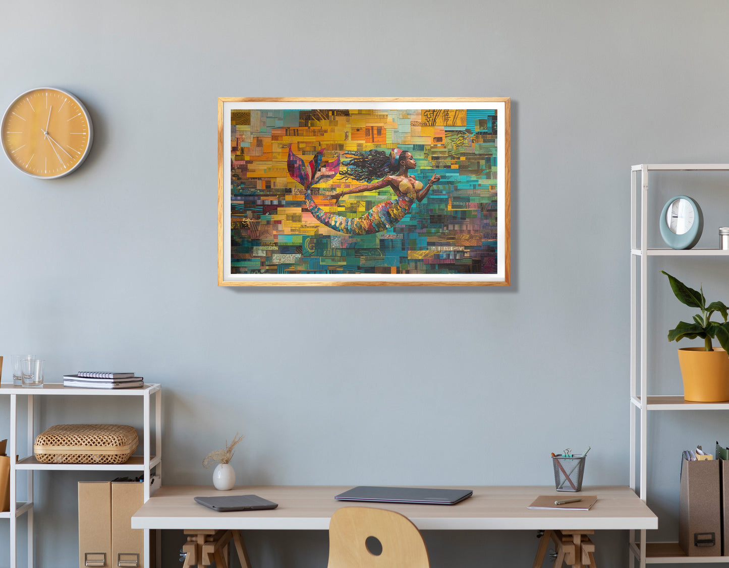 Black Mermaid Mosaic Ocean Caribbean wall art view 78