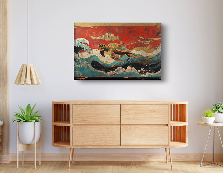 Sea Turtle Ocean Black Wall Art