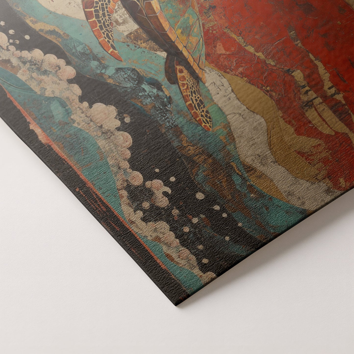Sea Turtle Ocean Black Caribbean wall art artwork by MoomZee Artwork