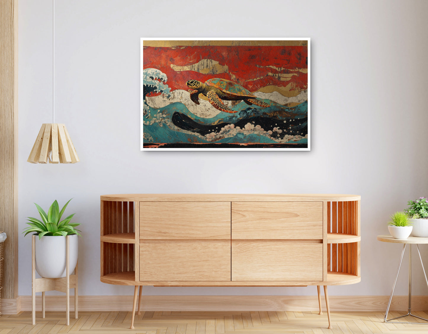 Alternate view of Sea Turtle Ocean Black Caribbean wall art canvas print