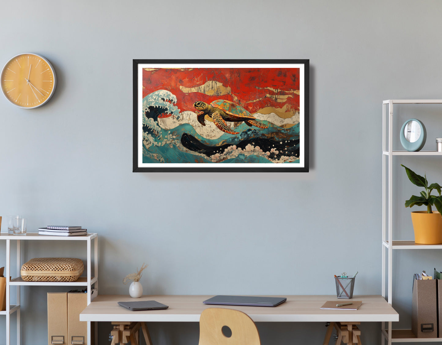 Sea Turtle Ocean Black Caribbean wall art view 72