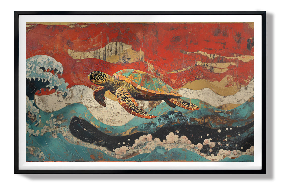 Sea Turtle Ocean Black Caribbean wall art view 67