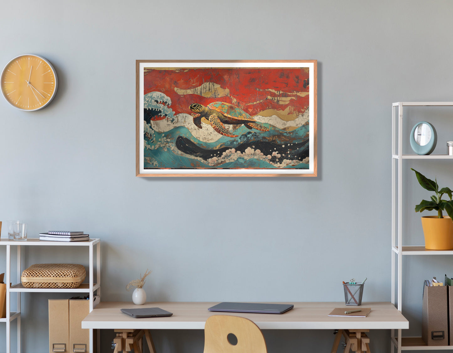 Sea Turtle Ocean Black Caribbean wall art view 84