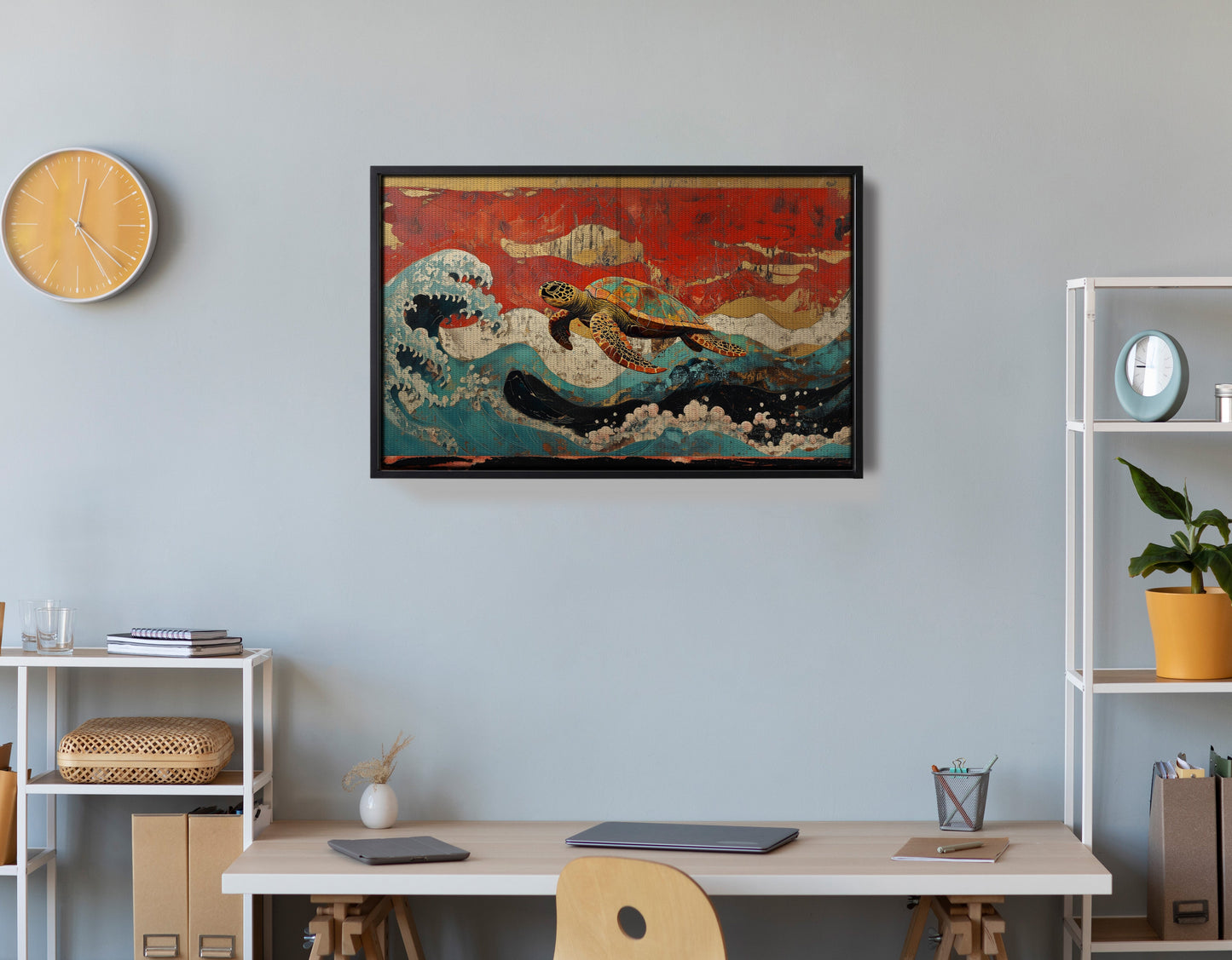 Sea Turtle Ocean Black Caribbean wall art view 30