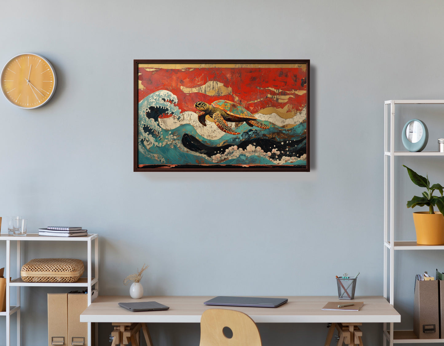 Sea Turtle Ocean Black Caribbean wall art view 36