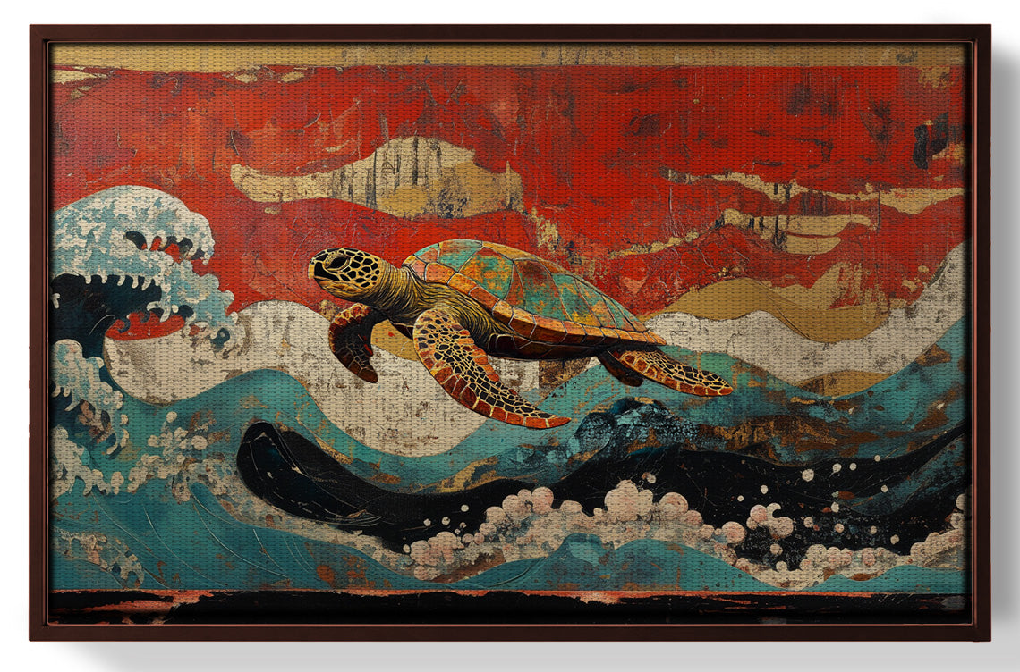 Sea Turtle Ocean Black Caribbean wall art view 31