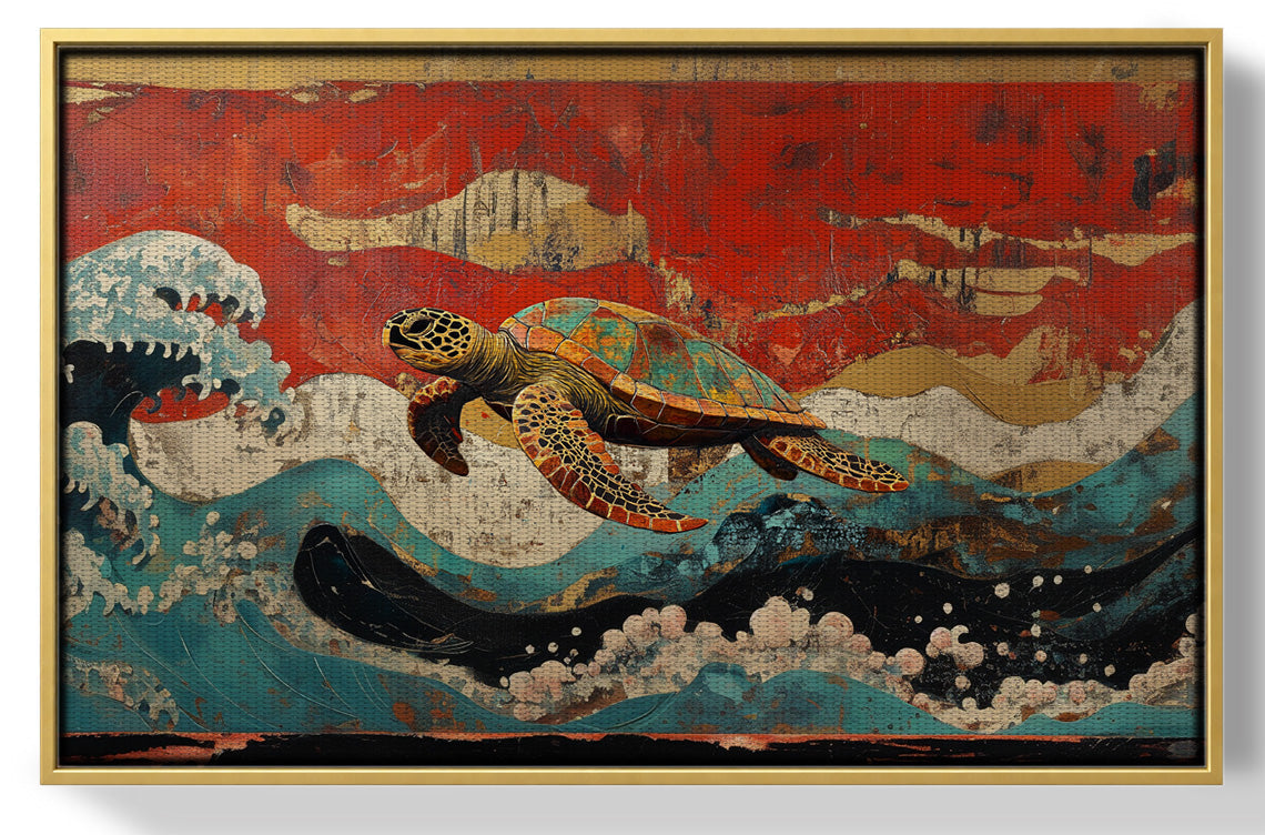 Sea Turtle Ocean Black Caribbean wall art view 37