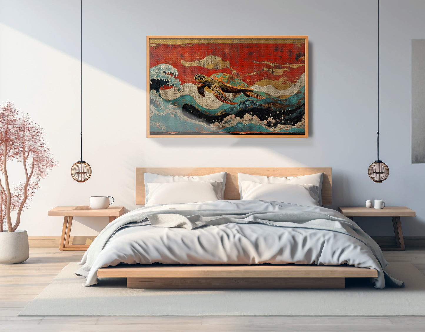 Sea Turtle Ocean Black Caribbean wall art view 45