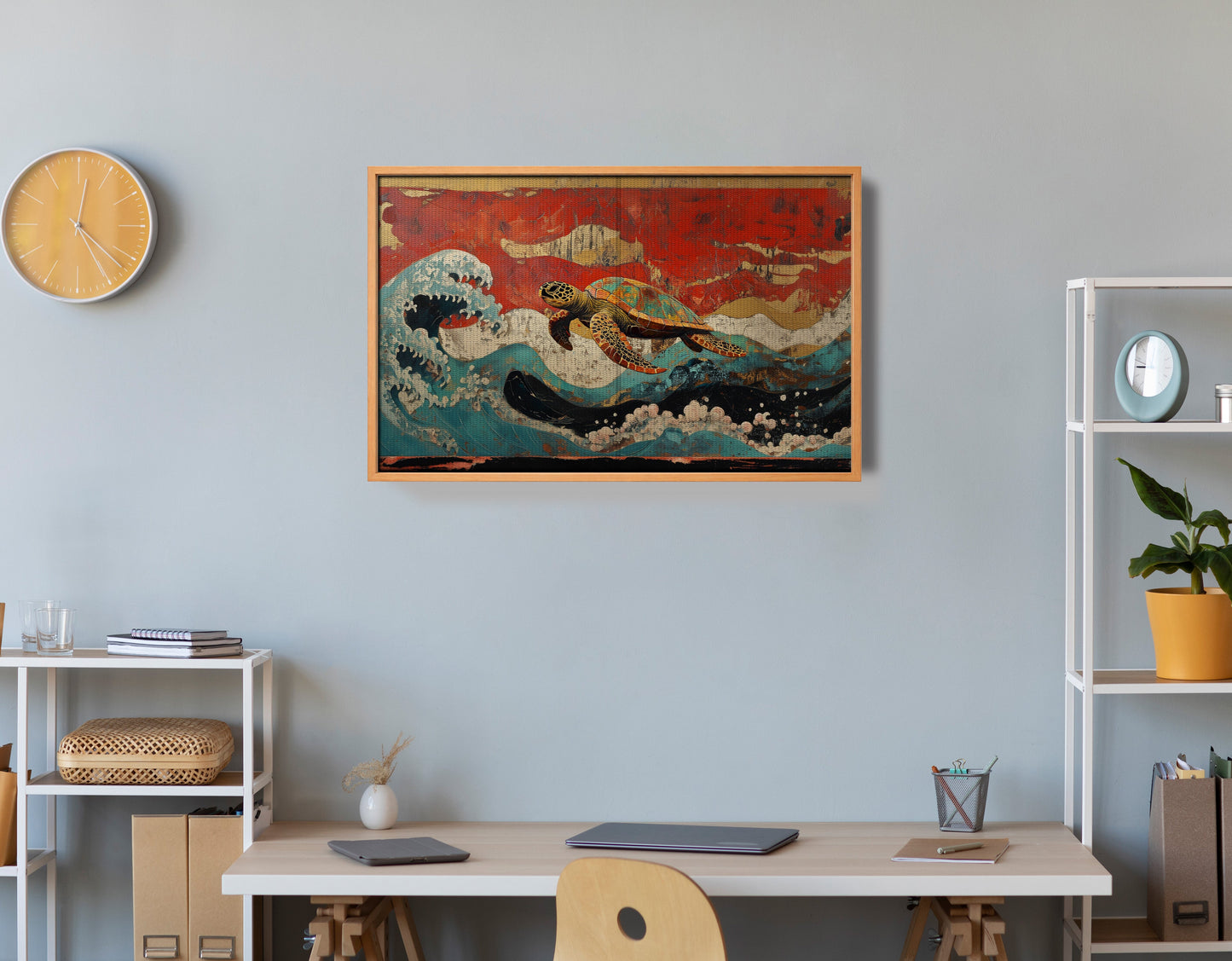 Sea Turtle Ocean Black Caribbean wall art view 48