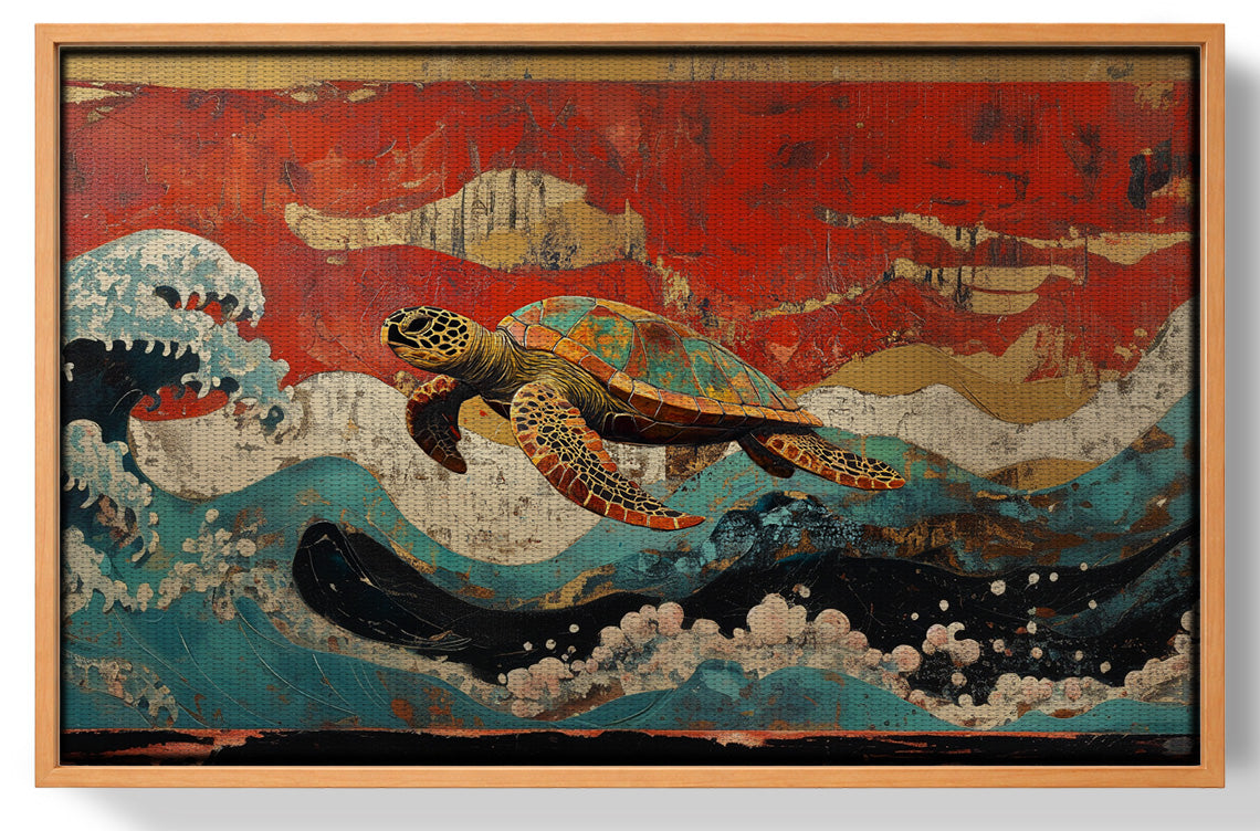 Sea Turtle Ocean Black Caribbean wall art view 43