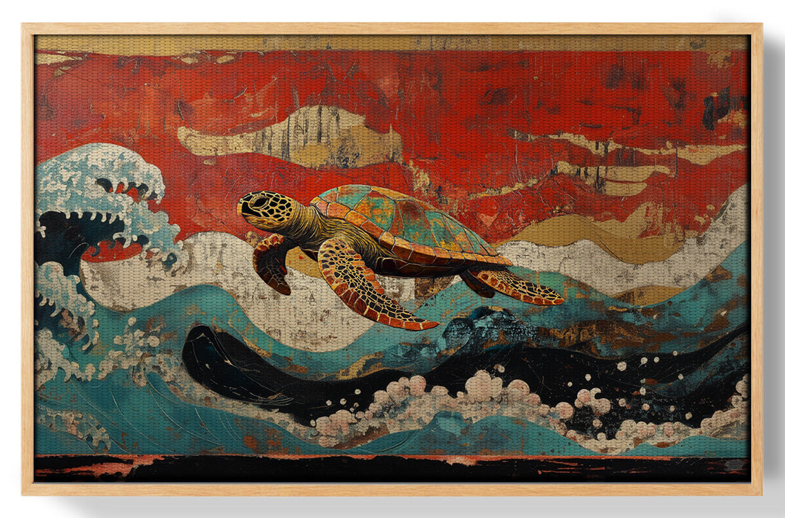 Sea Turtle Ocean Black Caribbean wall art view 49