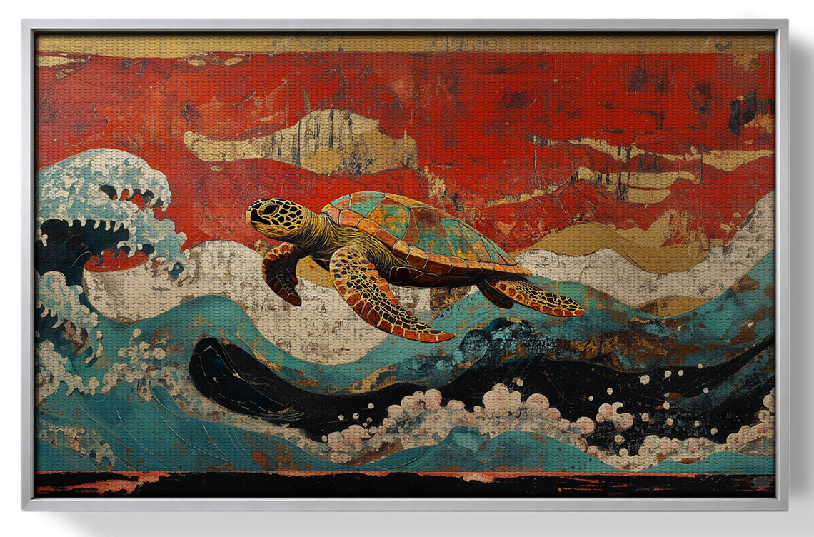 Sea Turtle Ocean Black Caribbean wall art view 55