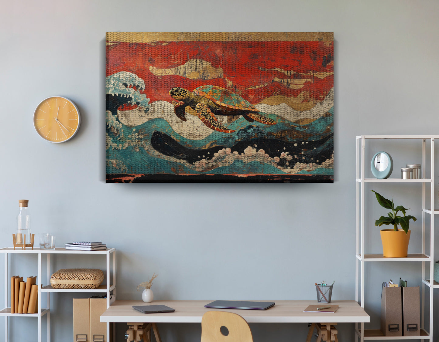Sea Turtle Ocean Black Caribbean wall art view 18