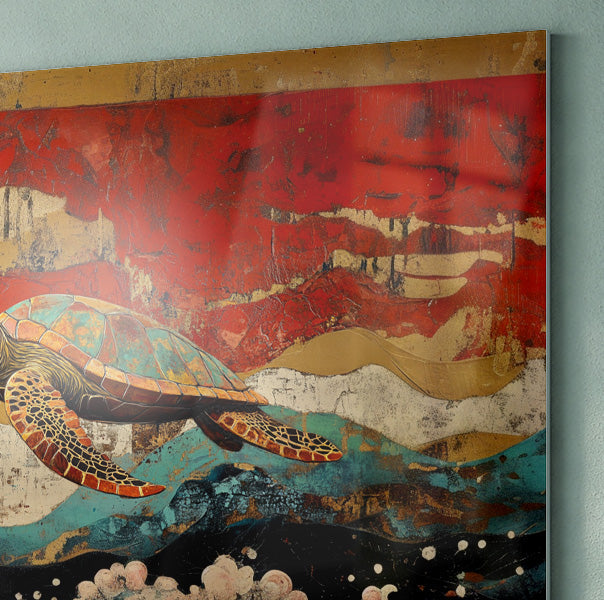 Sea Turtle Ocean Black Caribbean wall art view 22