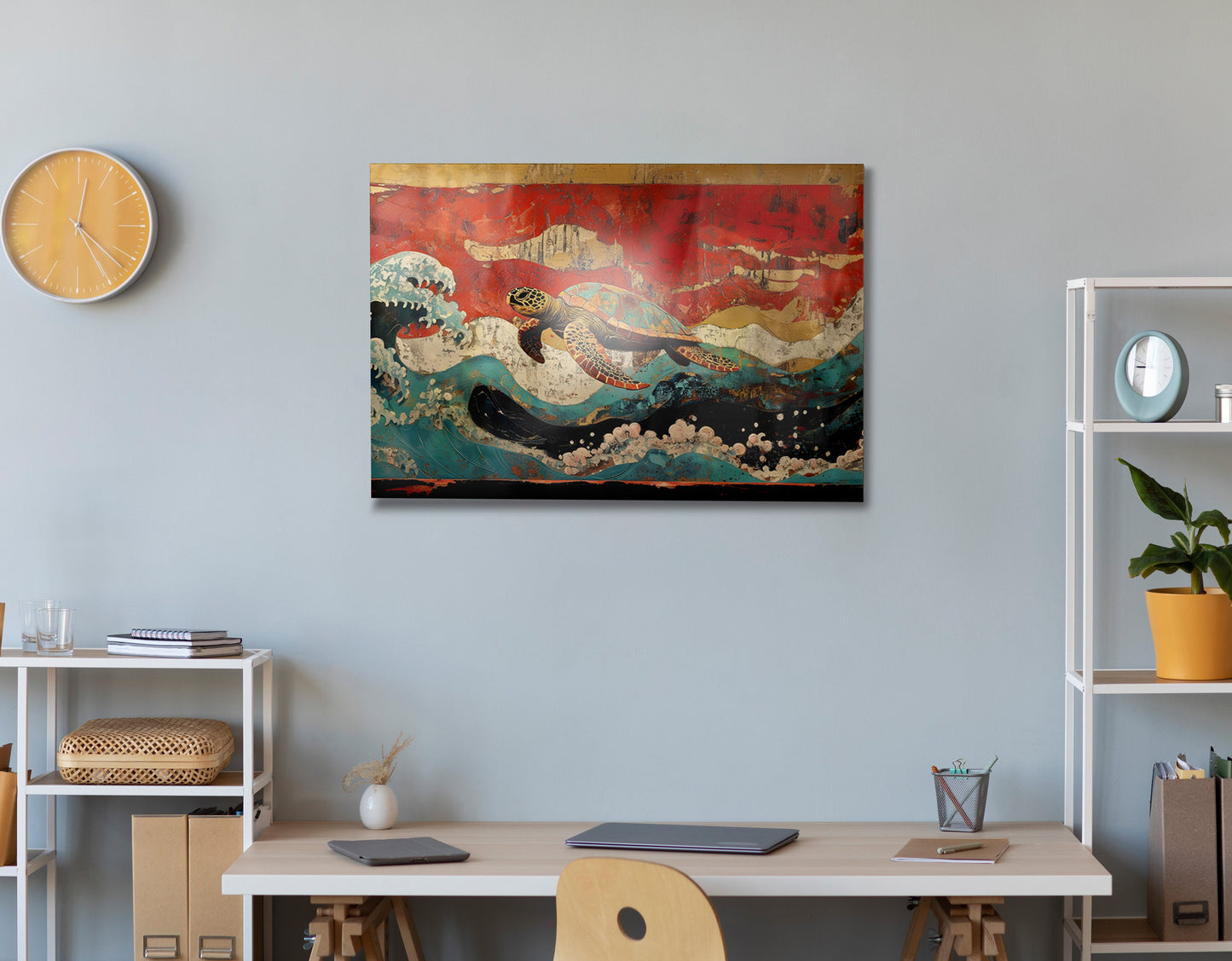 Sea Turtle Ocean Black Caribbean wall art view 24