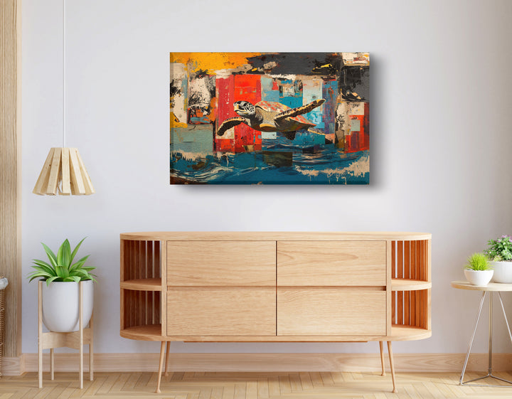 Sea Turtle Abstract Ocean Wall Art