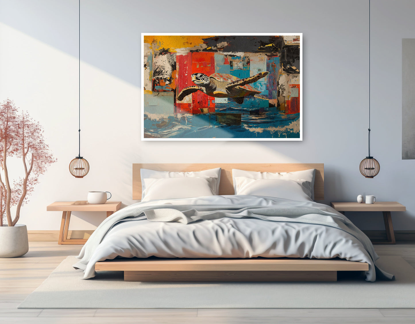 Sea Turtle Abstract Ocean Caribbean wall art artwork view