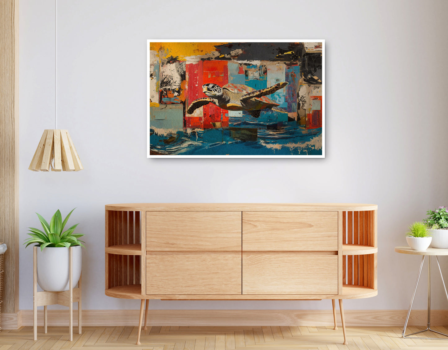 Alternate view of Sea Turtle Abstract Ocean Caribbean wall art canvas print