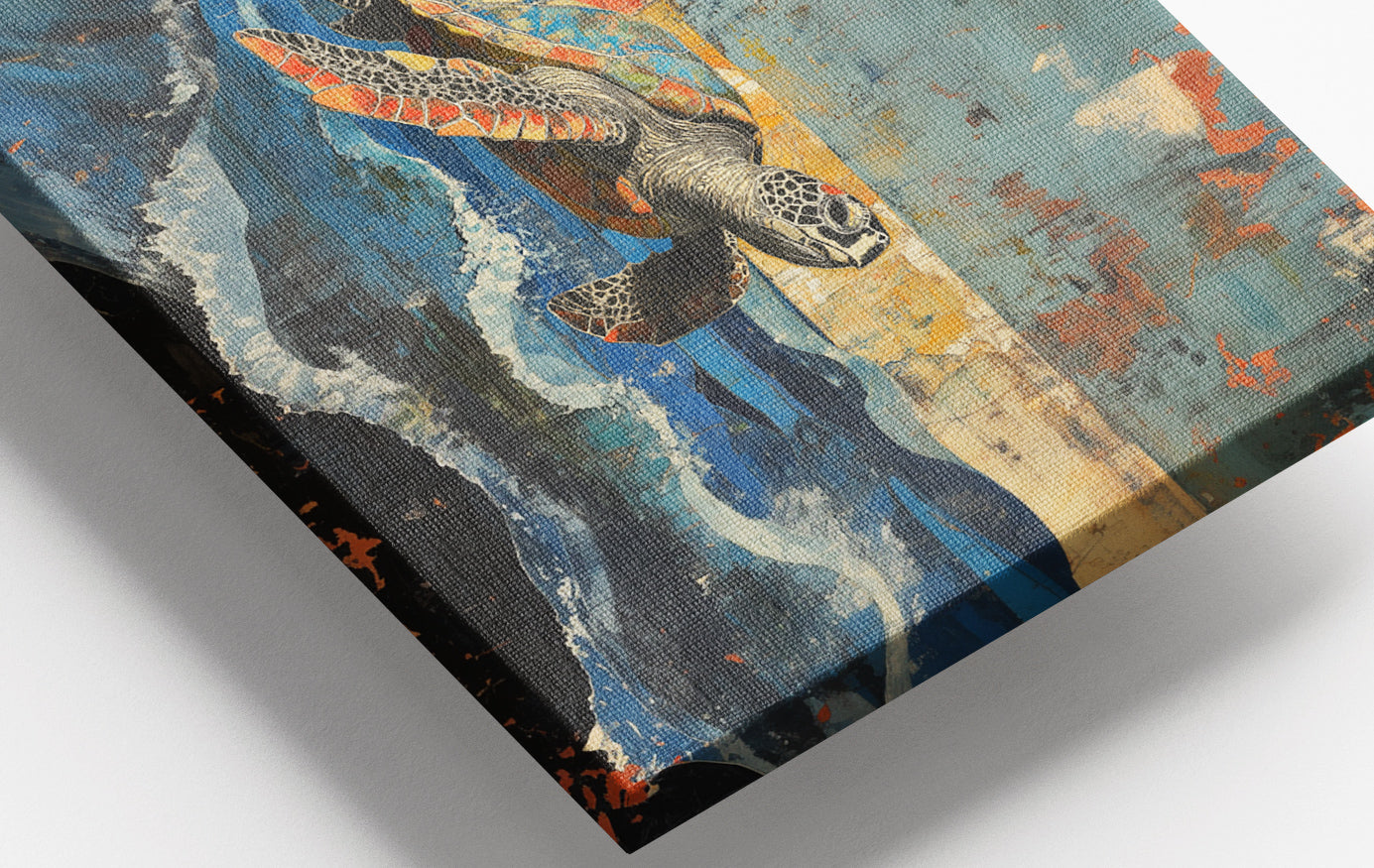 Close-up of Sea Turtle Sunset Ocean Caribbean wall art detail