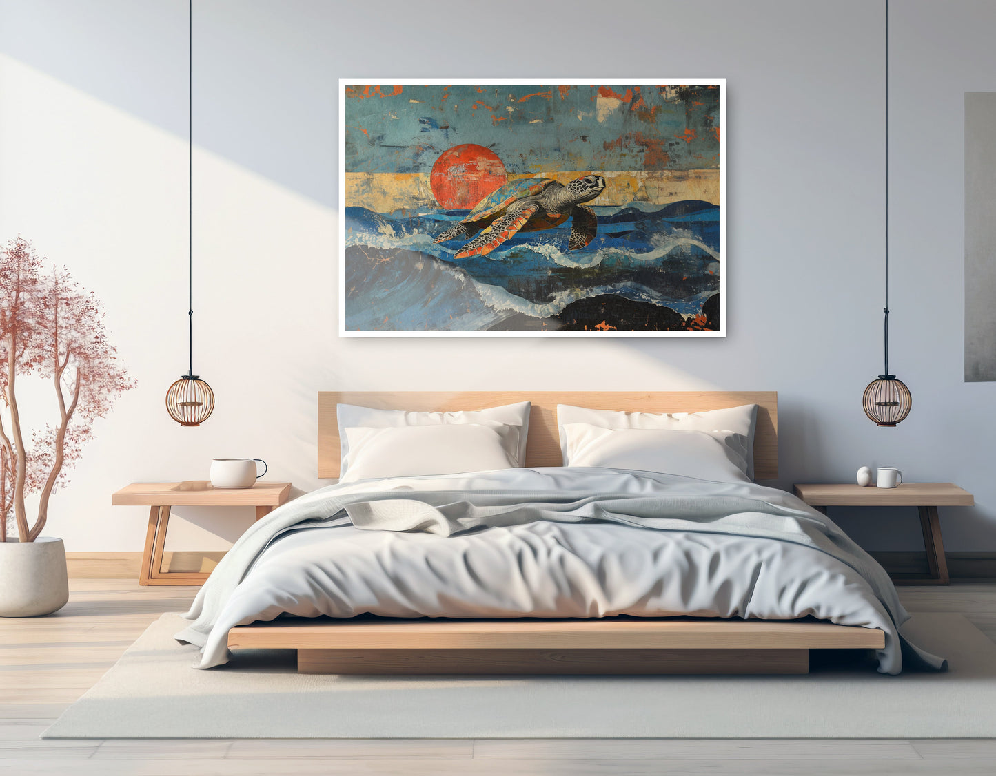 Sea Turtle Sunset Ocean Caribbean wall art artwork view