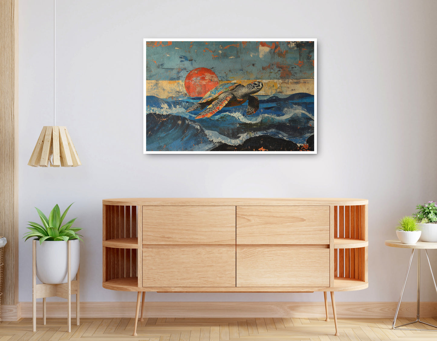 Alternate view of Sea Turtle Sunset Ocean Caribbean wall art canvas print