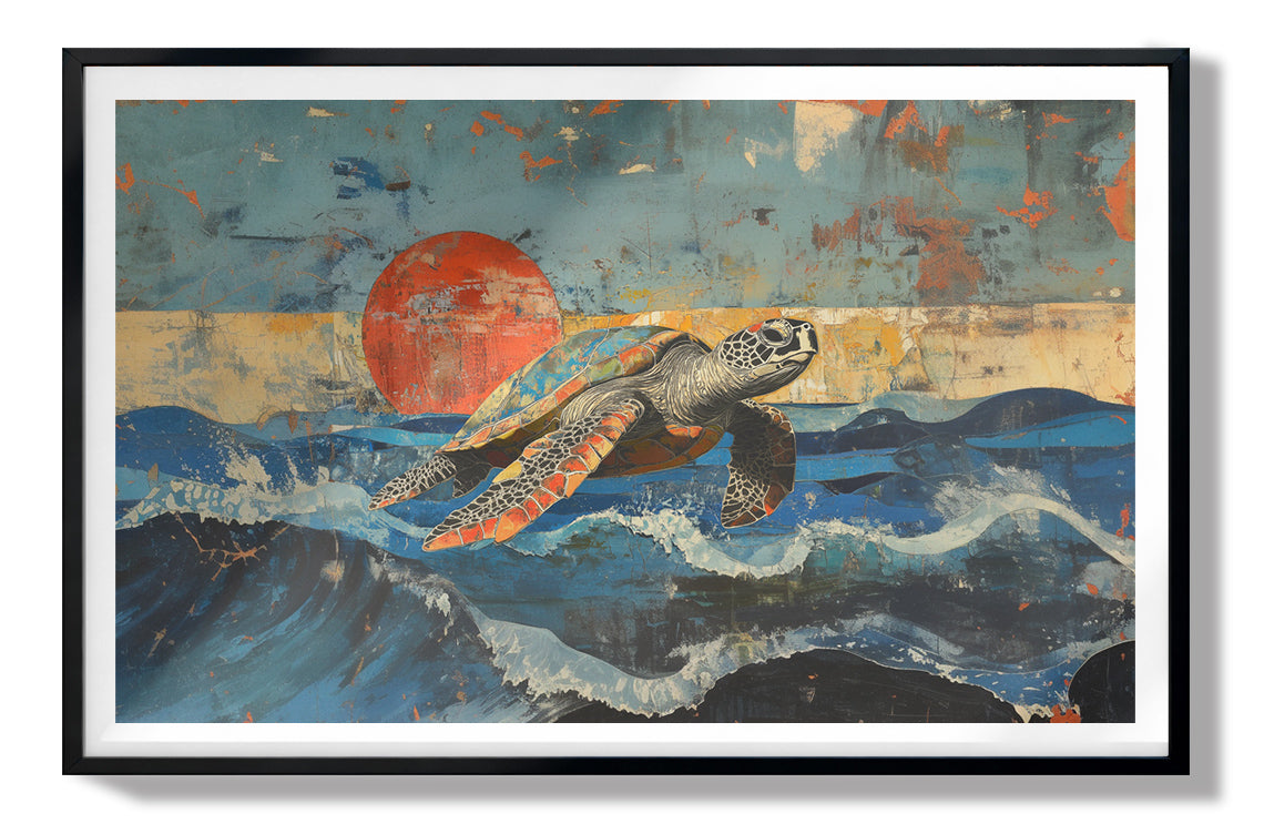 Sea Turtle Sunset Ocean Caribbean wall art view 67