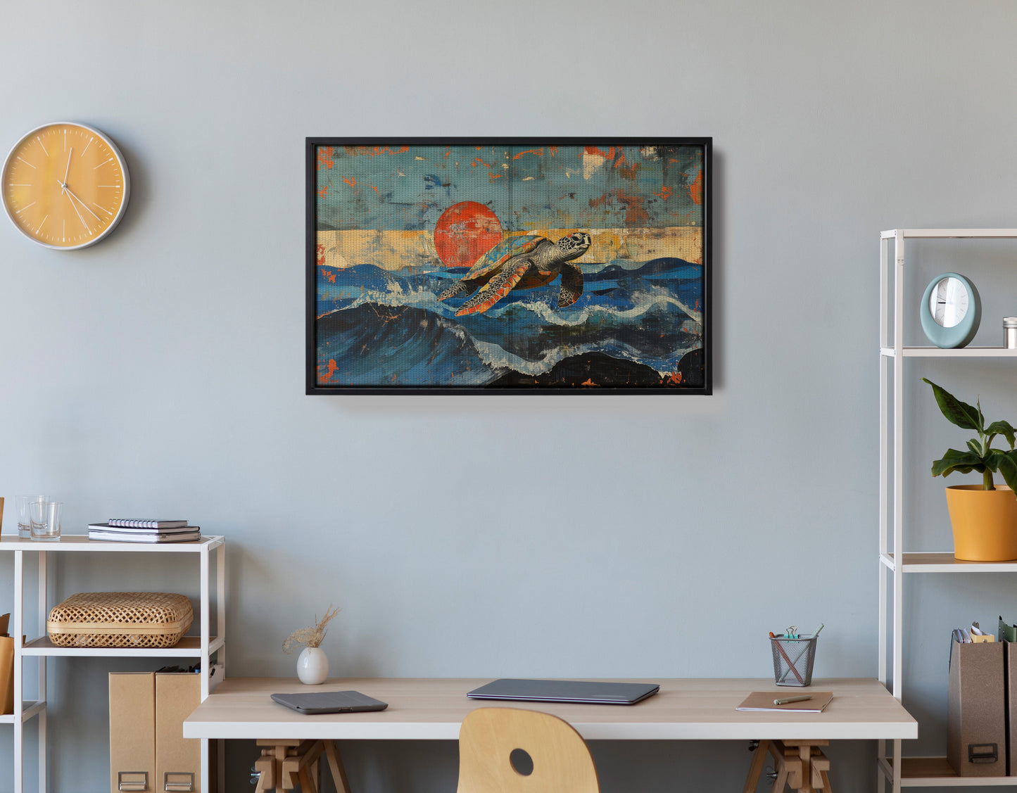 Sea Turtle Sunset Ocean Caribbean wall art view 30
