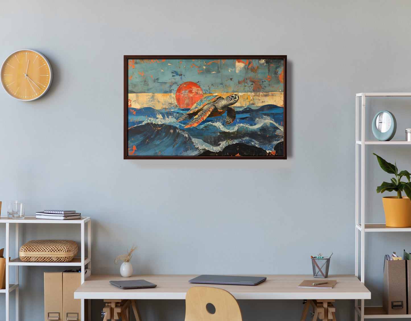 Sea Turtle Sunset Ocean Caribbean wall art view 36