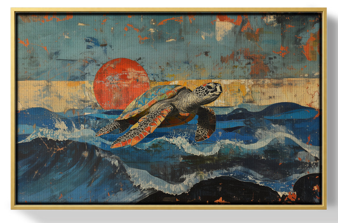 Sea Turtle Sunset Ocean Caribbean wall art view 37