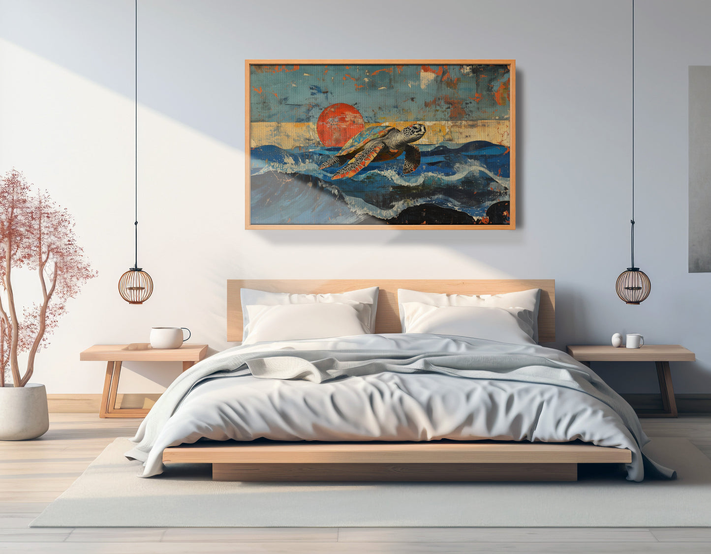 Sea Turtle Sunset Ocean Caribbean wall art view 45