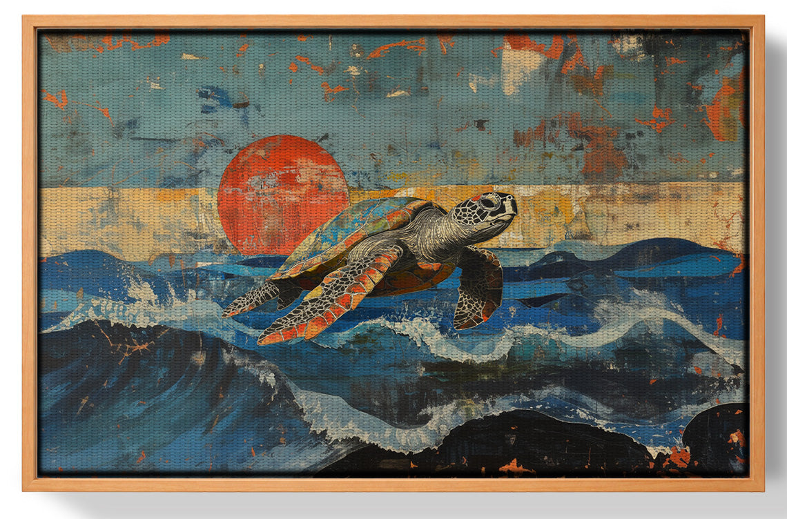Sea Turtle Sunset Ocean Caribbean wall art view 43
