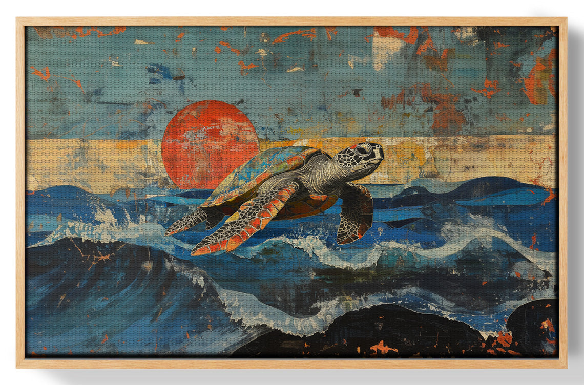 Sea Turtle Sunset Ocean Caribbean wall art view 49