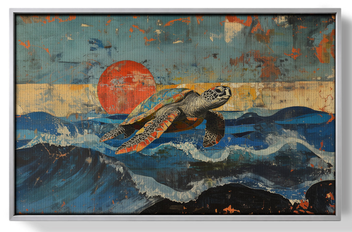 Sea Turtle Sunset Ocean Caribbean wall art view 55