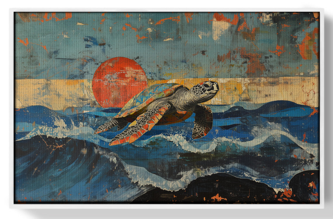 Sea Turtle Sunset Ocean Caribbean wall art view 61